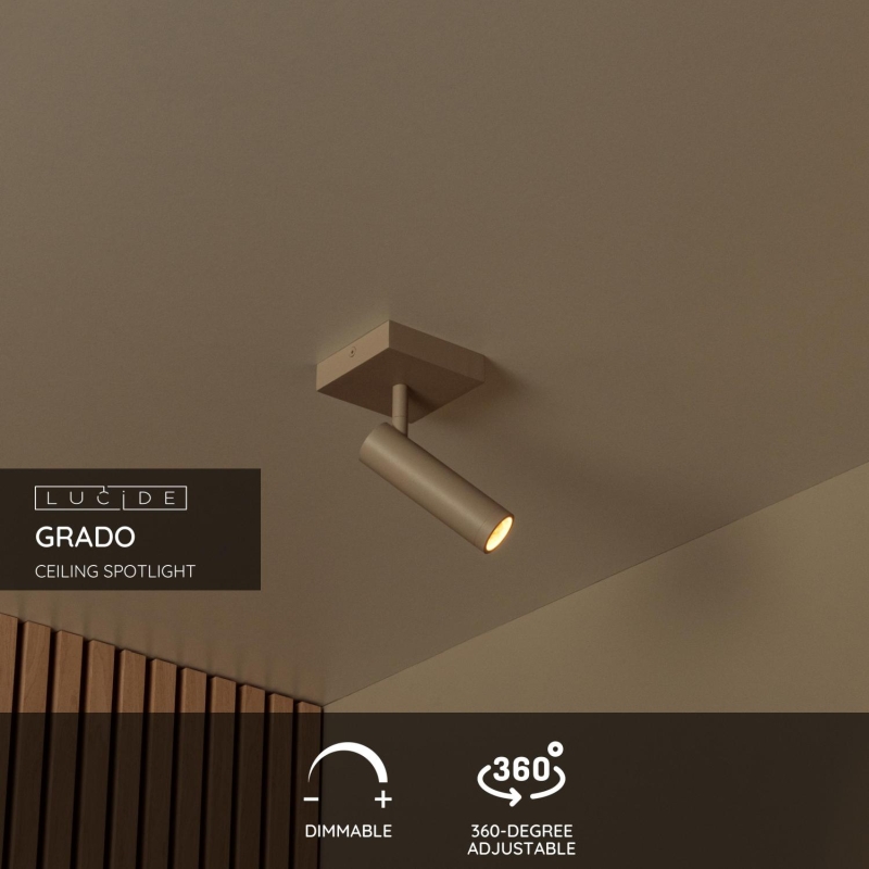 Lucide GRADO - Ceiling spotlight - 1xGU10 (MR11) - Taupe